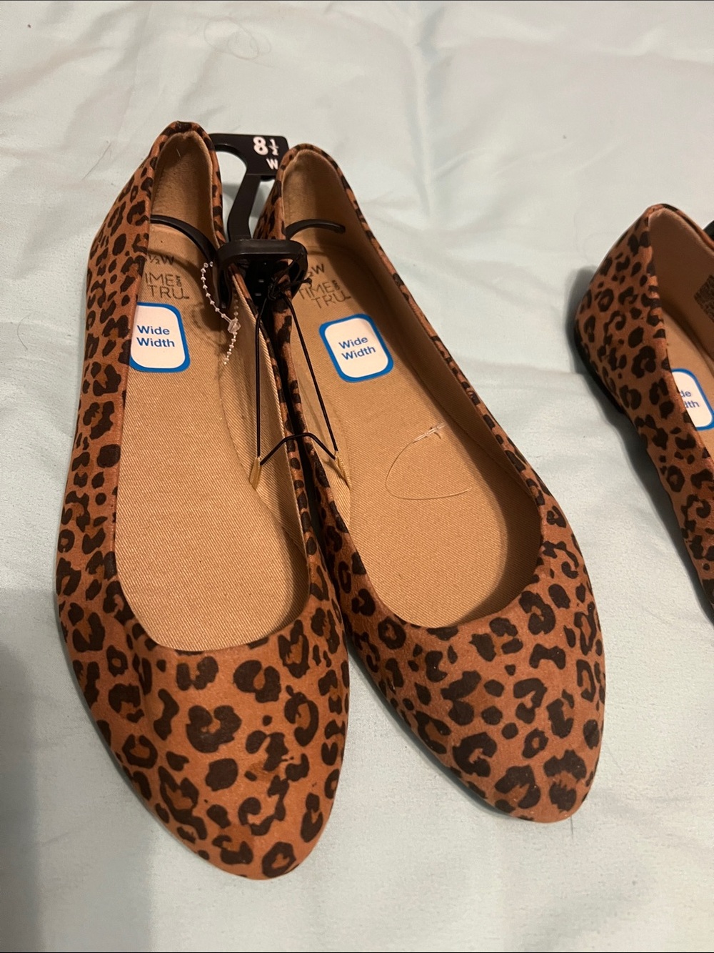 Time and Tru Leopard Print Wide Width Ballet Flats - Brown/Black